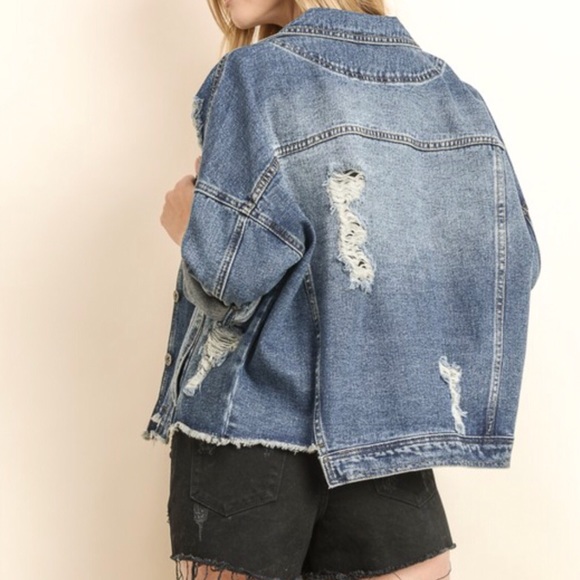 LAST SIZE LARGE   Distressed Jean Jacket - Picture 4 of 7